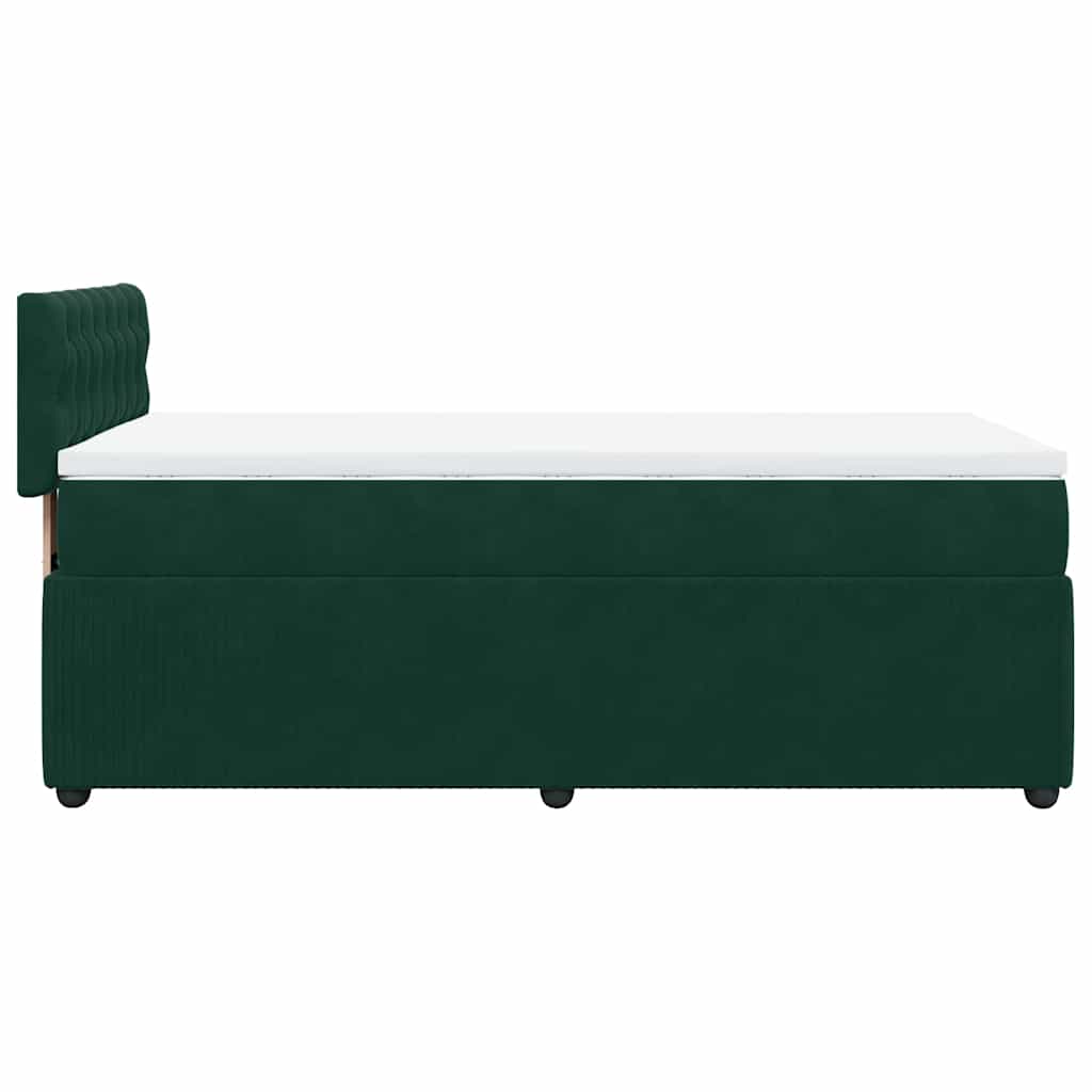 vidaXL Κρεβάτι Boxspring με Στρώμα Σκούρο Πράσινο 100x200εκ. Βελούδινο