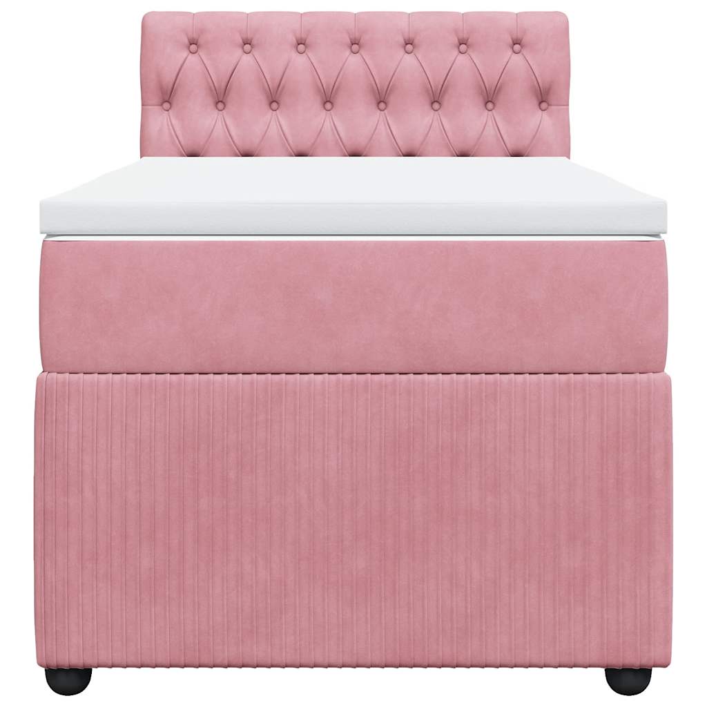 vidaXL Κρεβάτι Boxspring με Στρώμα Ροζ 100x200 εκ. Βελούδινο