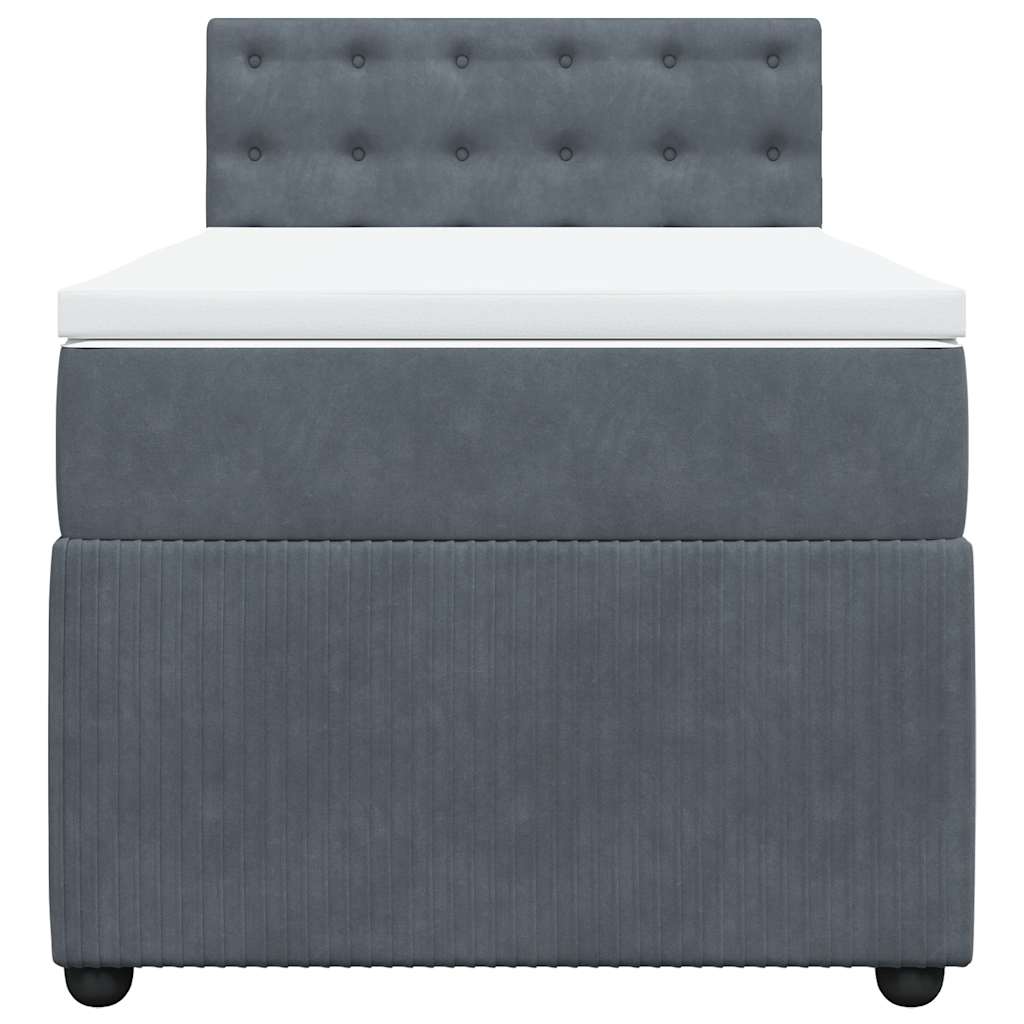 vidaXL Κρεβάτι Boxspring με Στρώμα Σκούρο Γκρι 100x200 εκ. Βελούδινο