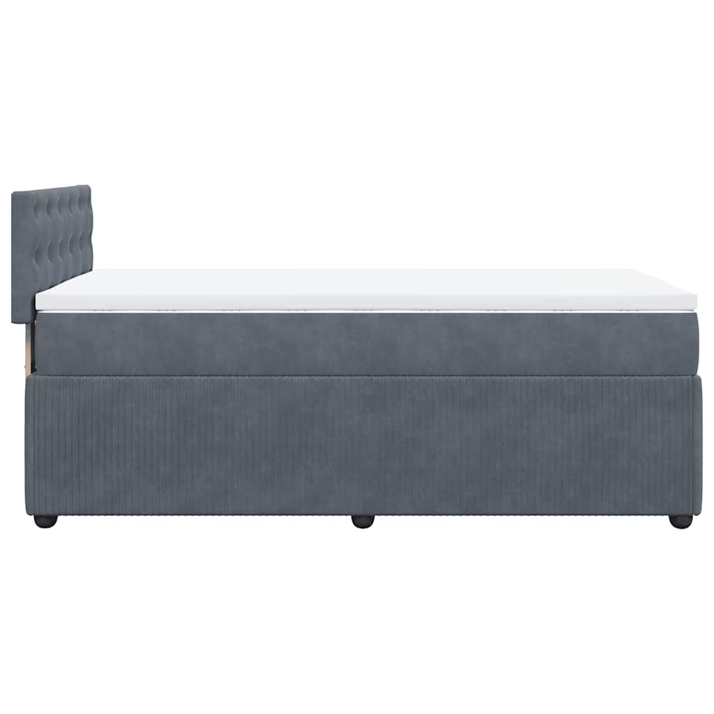 vidaXL Κρεβάτι Boxspring με Στρώμα Σκούρο Γκρι 100x200 εκ. Βελούδινο