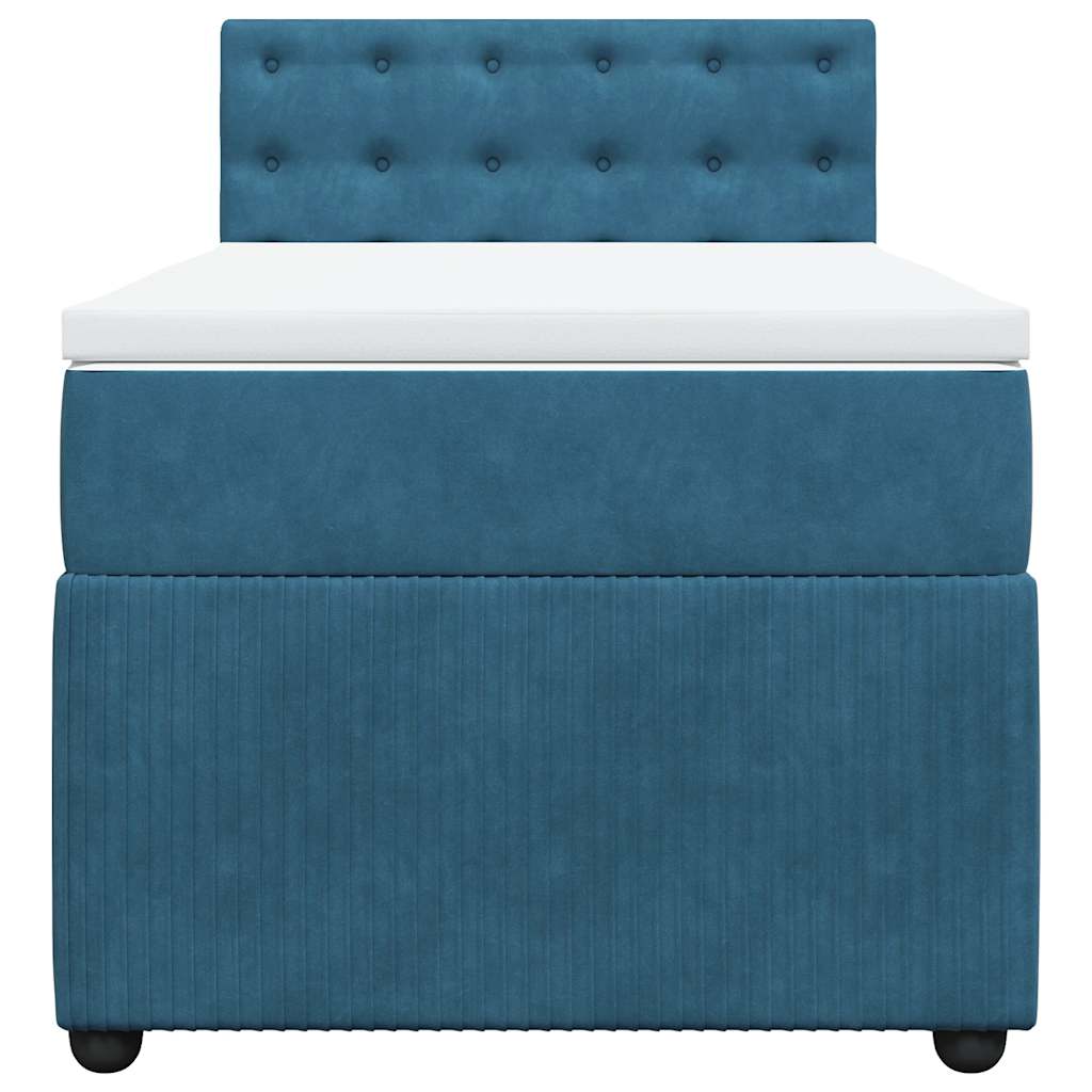 vidaXL Κρεβάτι Boxspring με Στρώμα Μπλε 100x200 εκ. Βελούδινο