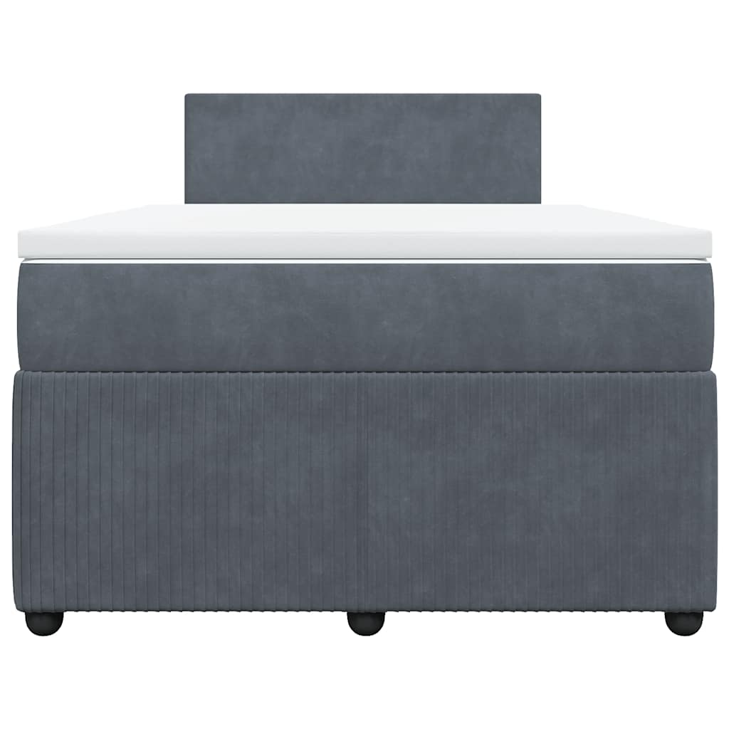 vidaXL Κρεβάτι Boxspring με Στρώμα Σκούρο Γκρι 120x190 εκ. Βελούδινο