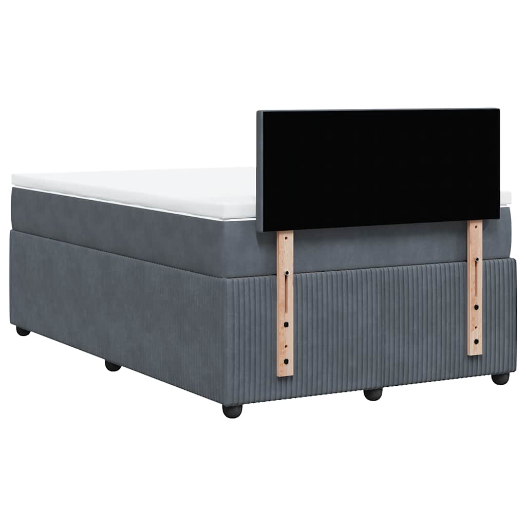 vidaXL Κρεβάτι Boxspring με Στρώμα Σκούρο Γκρι 120x190 εκ. Βελούδινο