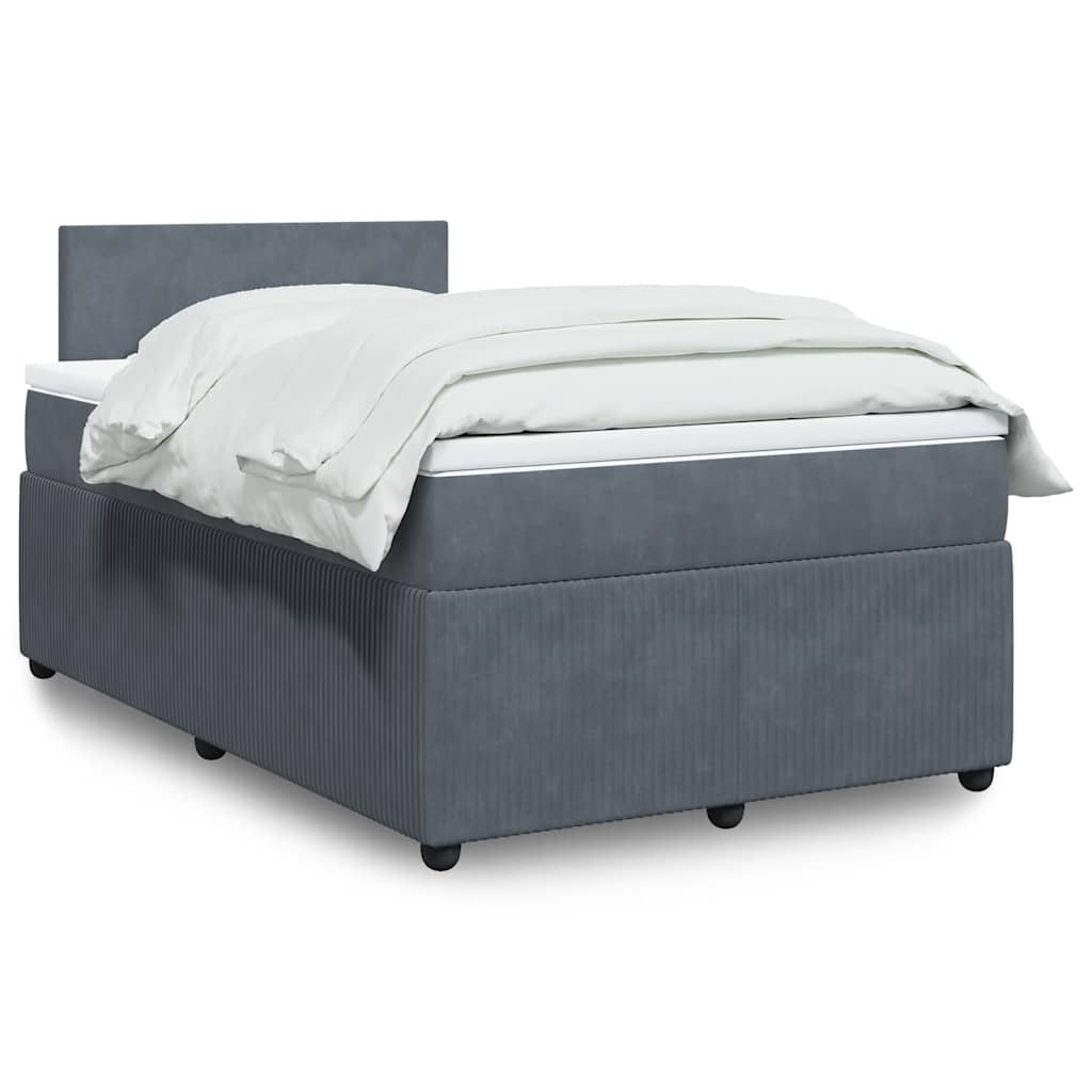vidaXL Κρεβάτι Boxspring με Στρώμα Σκούρο Γκρι 120x190 εκ. Βελούδινο