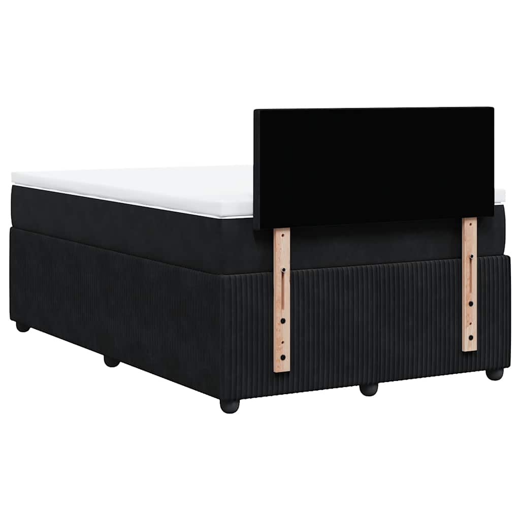 vidaXL Κρεβάτι Boxspring με Στρώμα Μαύρο 120x190 εκ. Βελούδινο