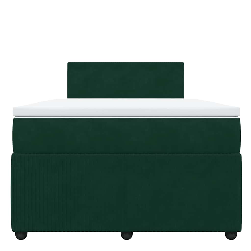 vidaXL Κρεβάτι Boxspring με Στρώμα Σκούρο Πράσινο 120x190εκ. Βελούδινο