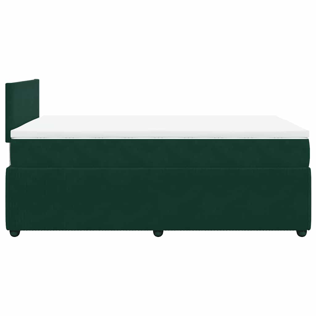 vidaXL Κρεβάτι Boxspring με Στρώμα Σκούρο Πράσινο 120x190εκ. Βελούδινο