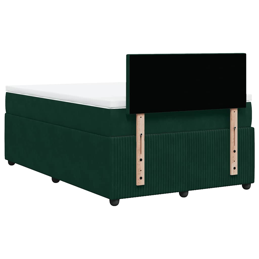 vidaXL Κρεβάτι Boxspring με Στρώμα Σκούρο Πράσινο 120x190εκ. Βελούδινο