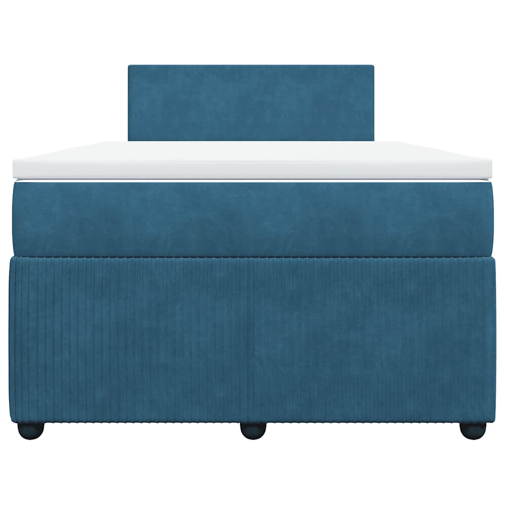 vidaXL Κρεβάτι Boxspring με Στρώμα Μπλε 120x190 εκ. Βελούδινο