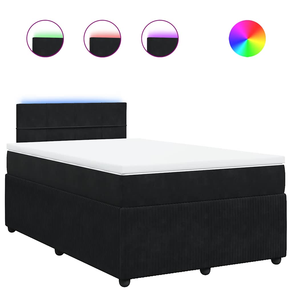 vidaXL Κρεβάτι Boxspring με Στρώμα Μαύρο 120x190 εκ. Βελούδινο
