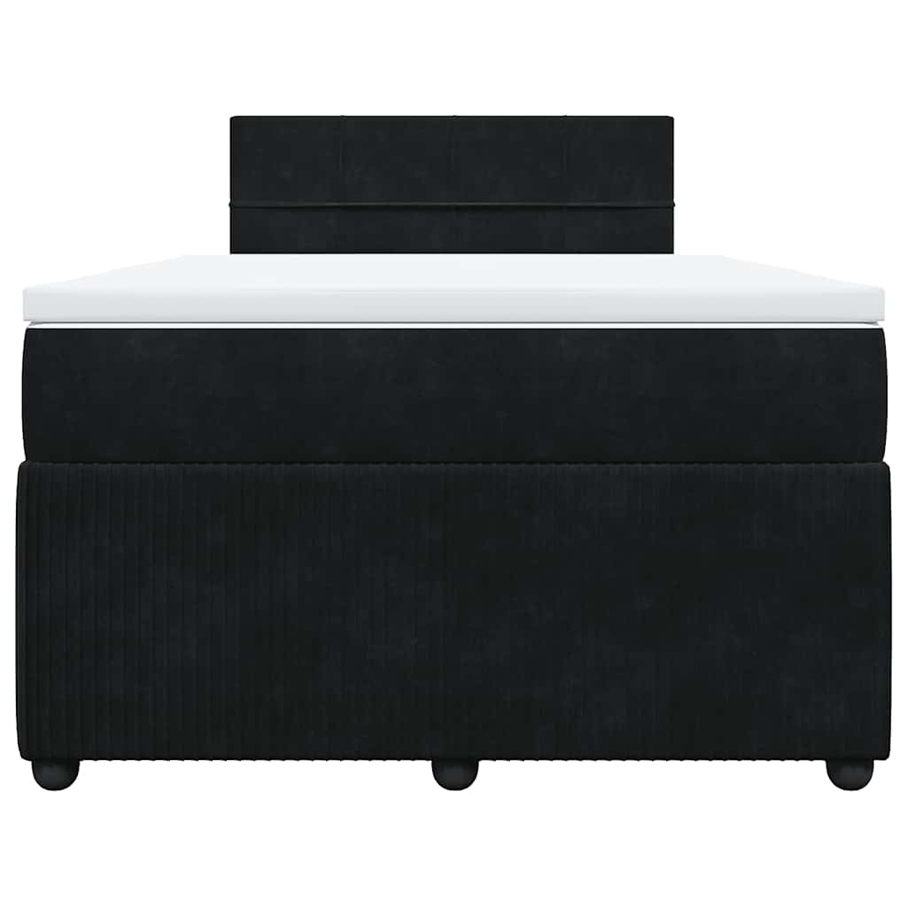 vidaXL Κρεβάτι Boxspring με Στρώμα Μαύρο 120x190 εκ. Βελούδινο