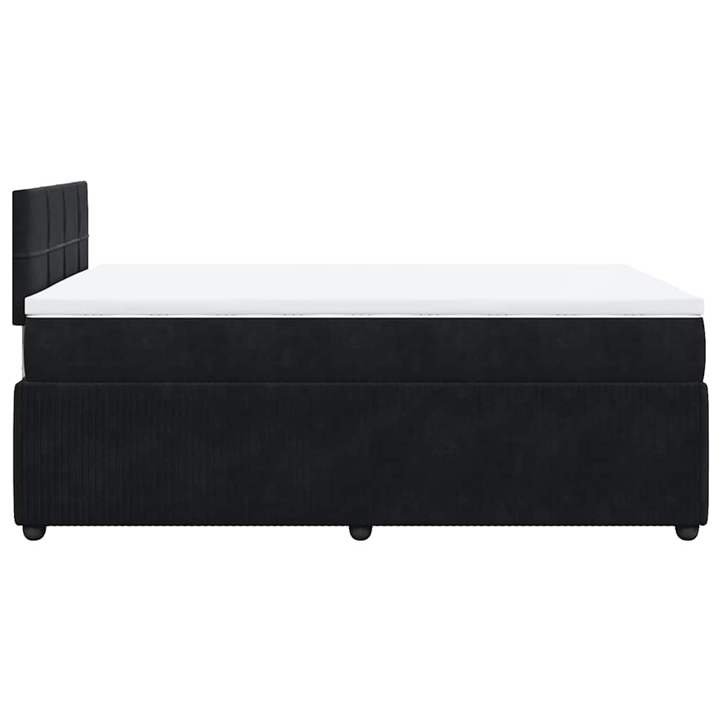 vidaXL Κρεβάτι Boxspring με Στρώμα Μαύρο 120x190 εκ. Βελούδινο