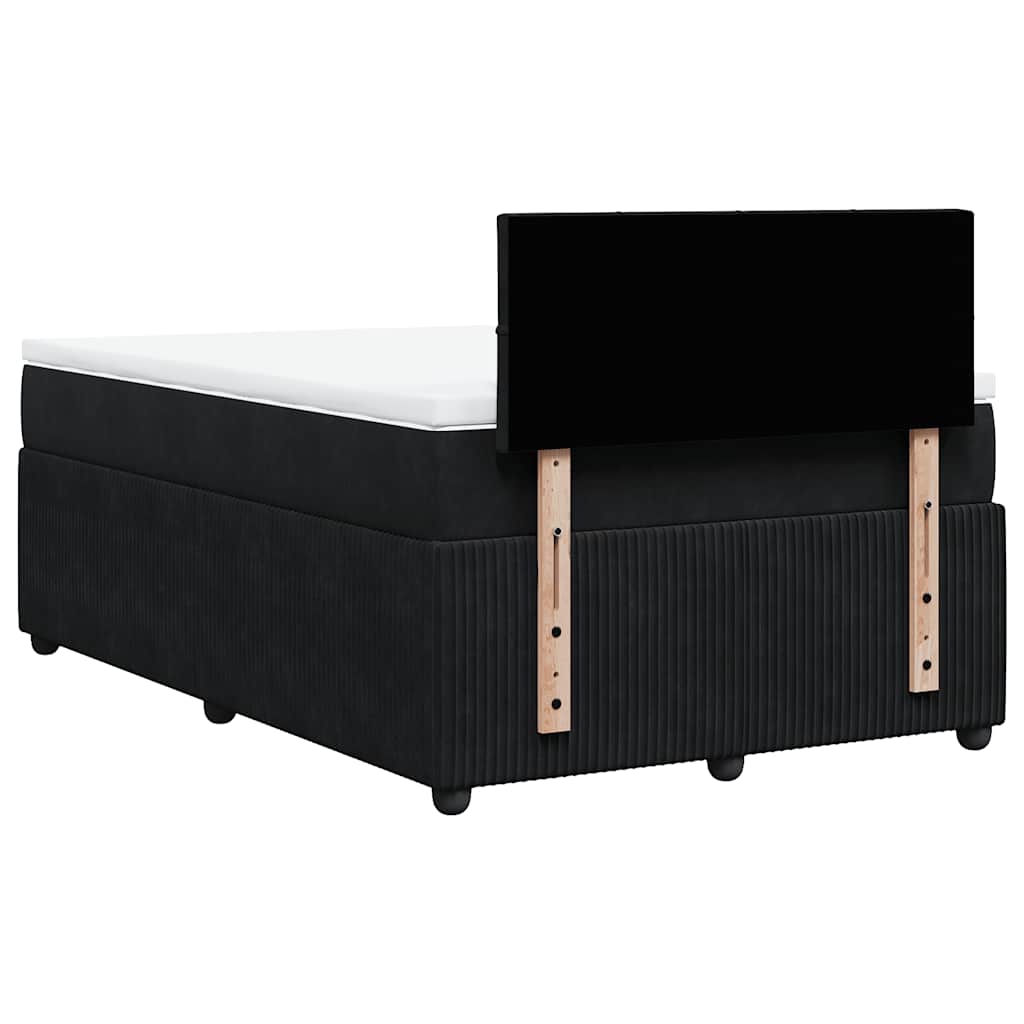 vidaXL Κρεβάτι Boxspring με Στρώμα Μαύρο 120x190 εκ. Βελούδινο