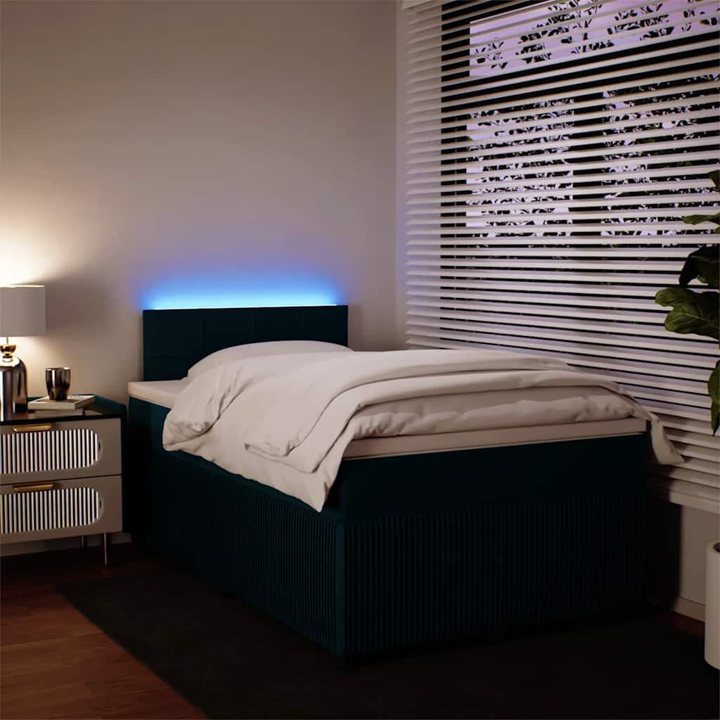 vidaXL Κρεβάτι Boxspring με Στρώμα Μπλε 120x190 εκ. Βελούδινο