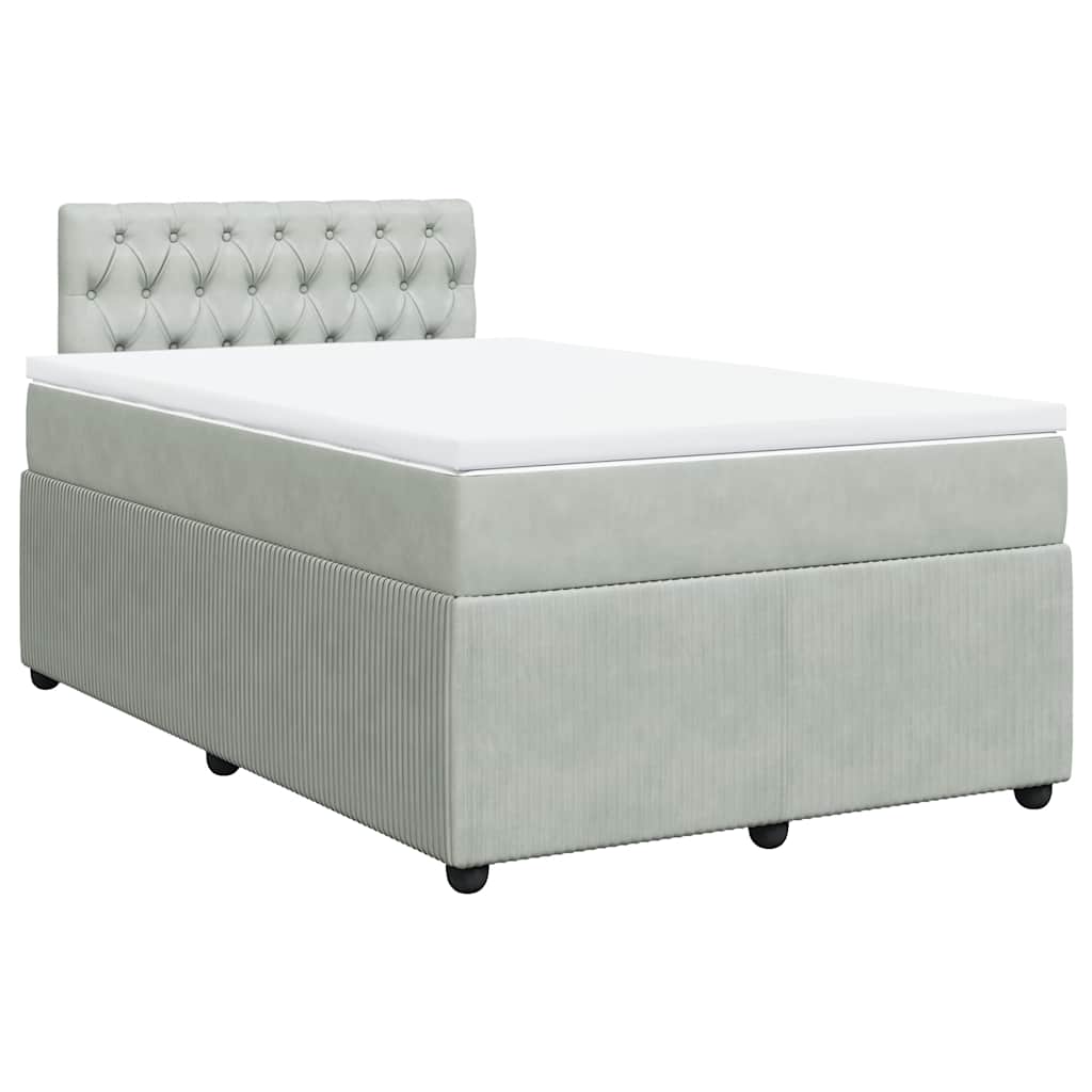 vidaXL Κρεβάτι Boxspring με Στρώμα Ανοιχτό Γκρι 120x190 εκ. Βελούδινο