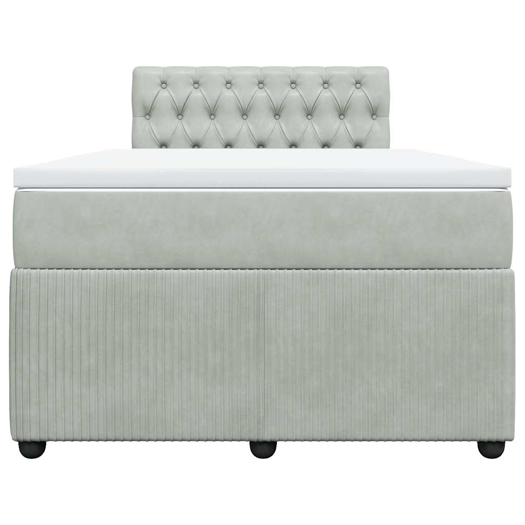 vidaXL Κρεβάτι Boxspring με Στρώμα Ανοιχτό Γκρι 120x190 εκ. Βελούδινο
