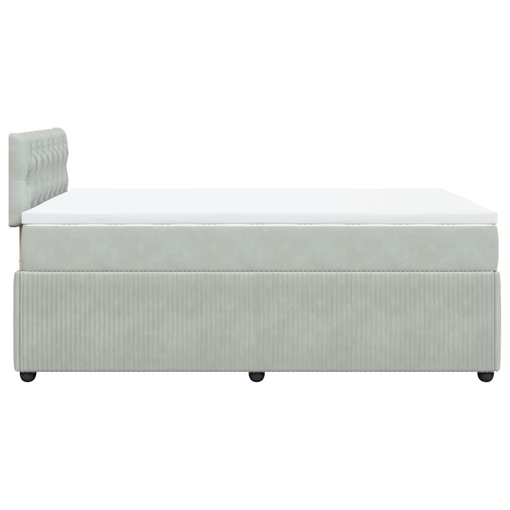 vidaXL Κρεβάτι Boxspring με Στρώμα Ανοιχτό Γκρι 120x190 εκ. Βελούδινο
