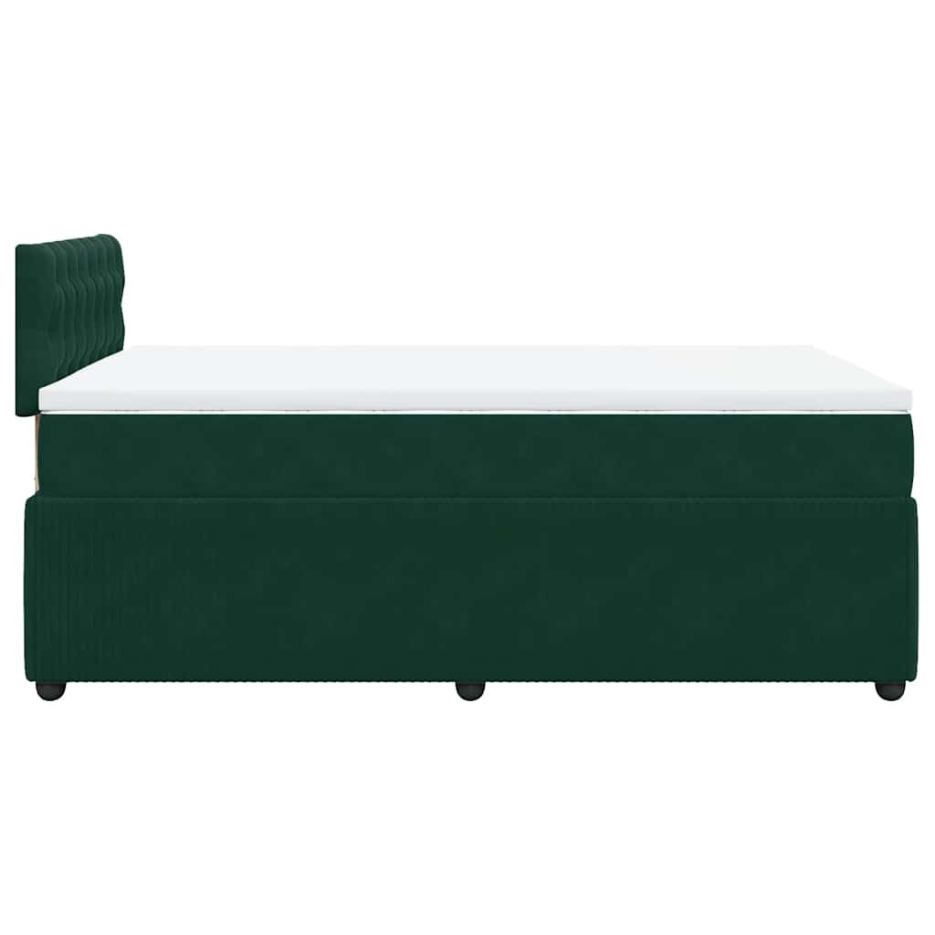 vidaXL Κρεβάτι Boxspring με Στρώμα Σκούρο Πράσινο 120x190εκ. Βελούδινο