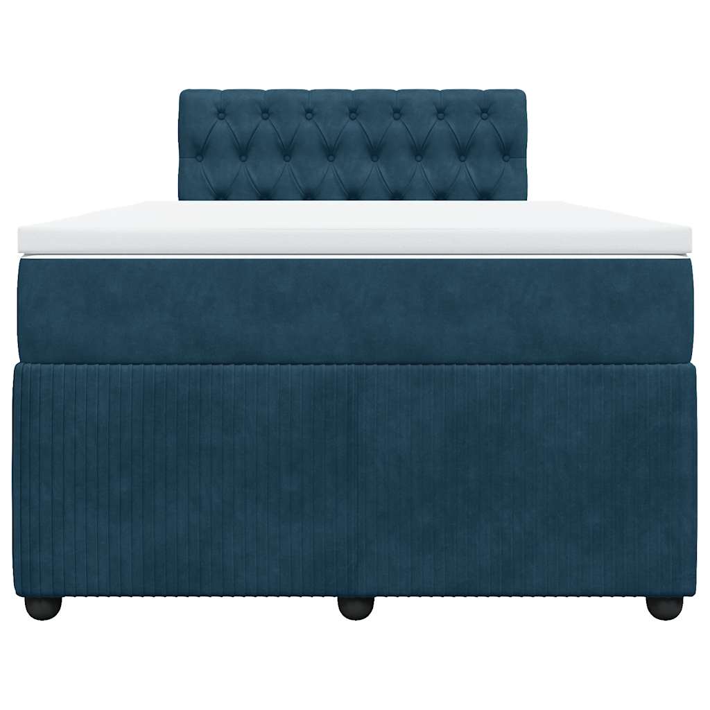 vidaXL Κρεβάτι Boxspring με Στρώμα Μπλε 120x190 εκ. Βελούδινο