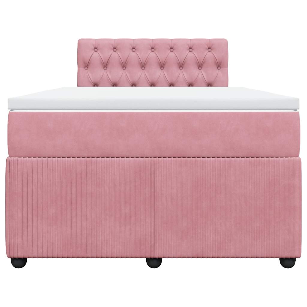 vidaXL Κρεβάτι Boxspring με Στρώμα Ροζ 120x190 εκ. Βελούδινο