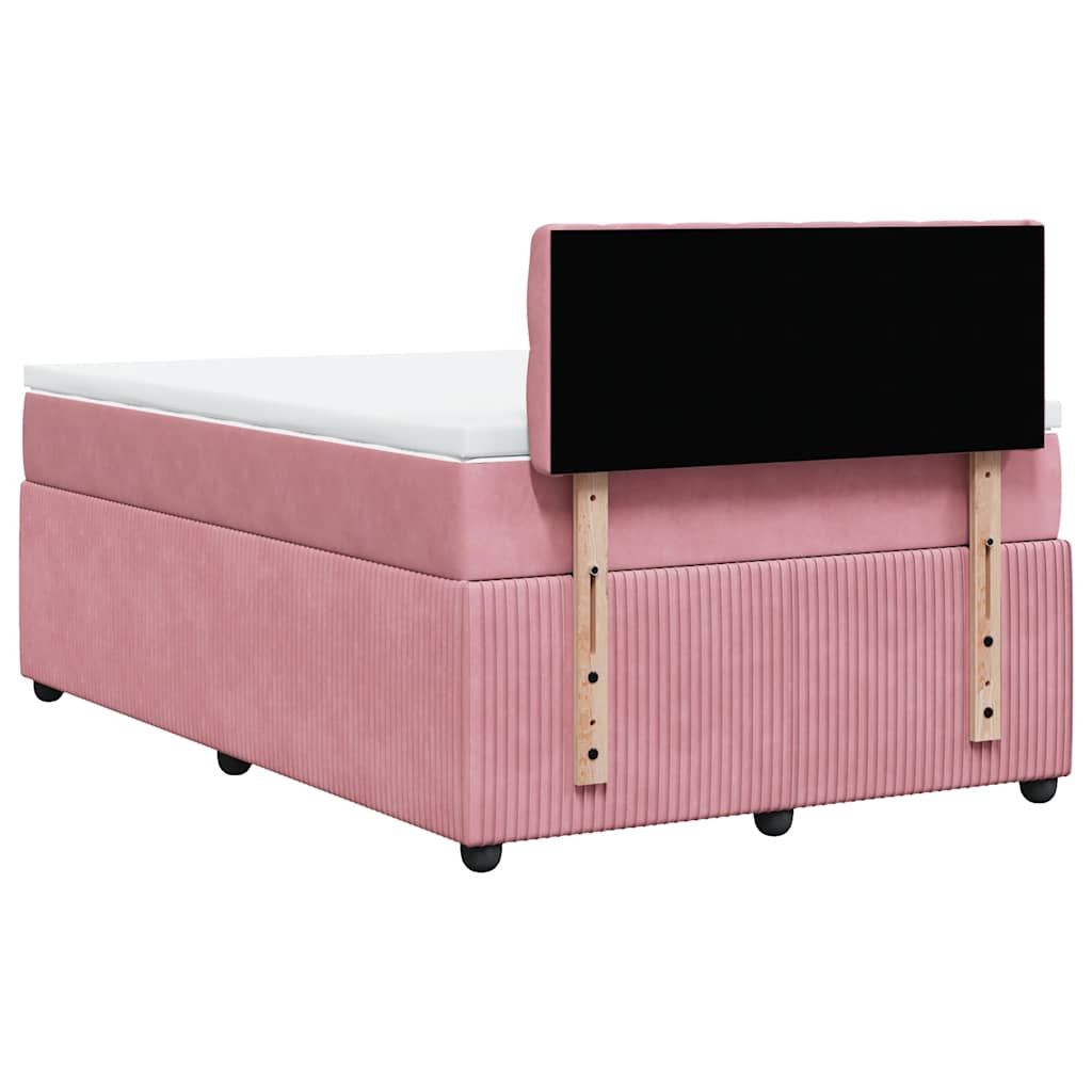 vidaXL Κρεβάτι Boxspring με Στρώμα Ροζ 120x190 εκ. Βελούδινο