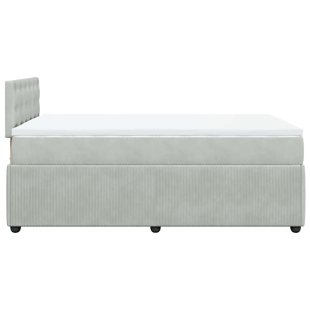 vidaXL Κρεβάτι Boxspring με Στρώμα Ανοιχτό Γκρι 120x190 εκ. Βελούδινο