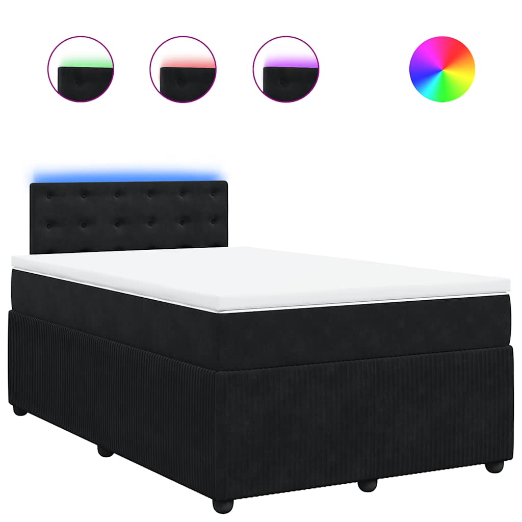 vidaXL Κρεβάτι Boxspring με Στρώμα Μαύρο 120x190 εκ. Βελούδινο