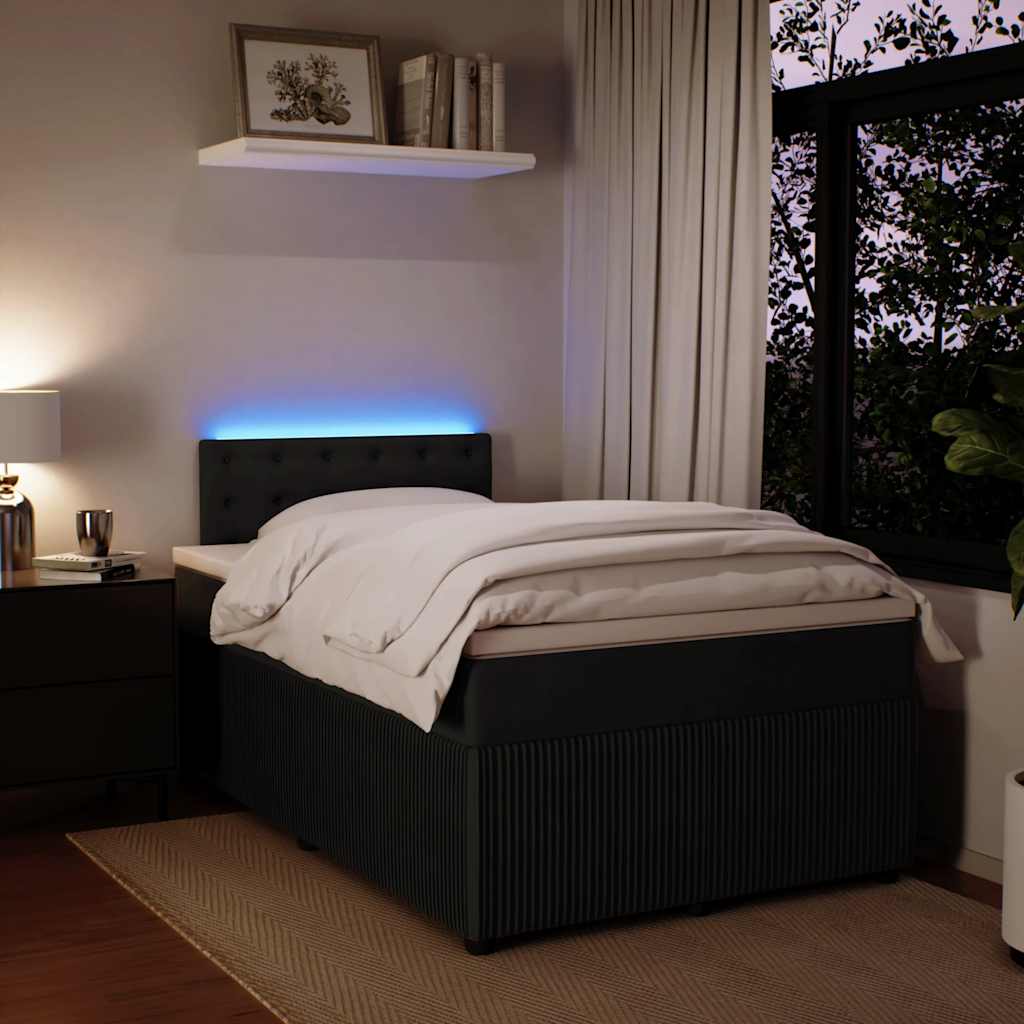 vidaXL Κρεβάτι Boxspring με Στρώμα Μαύρο 120x190 εκ. Βελούδινο