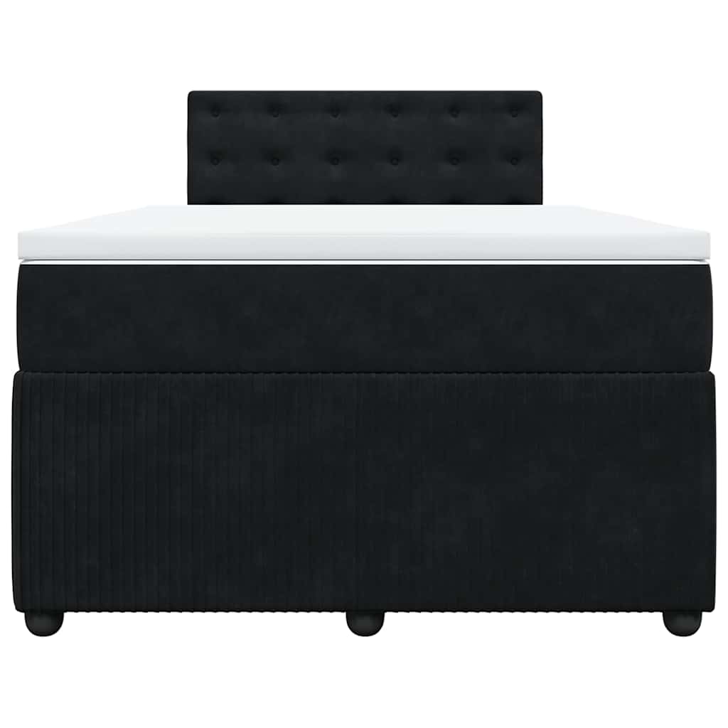 vidaXL Κρεβάτι Boxspring με Στρώμα Μαύρο 120x190 εκ. Βελούδινο