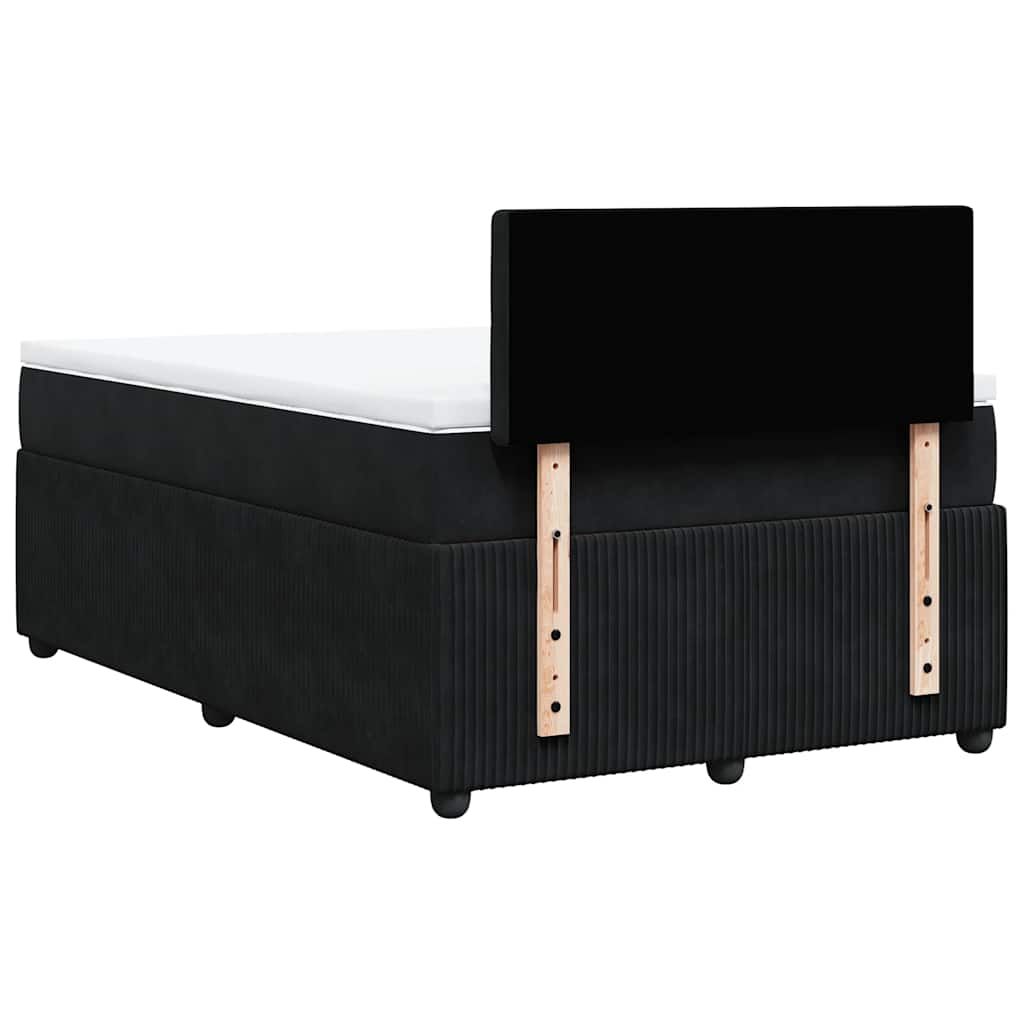 vidaXL Κρεβάτι Boxspring με Στρώμα Μαύρο 120x190 εκ. Βελούδινο