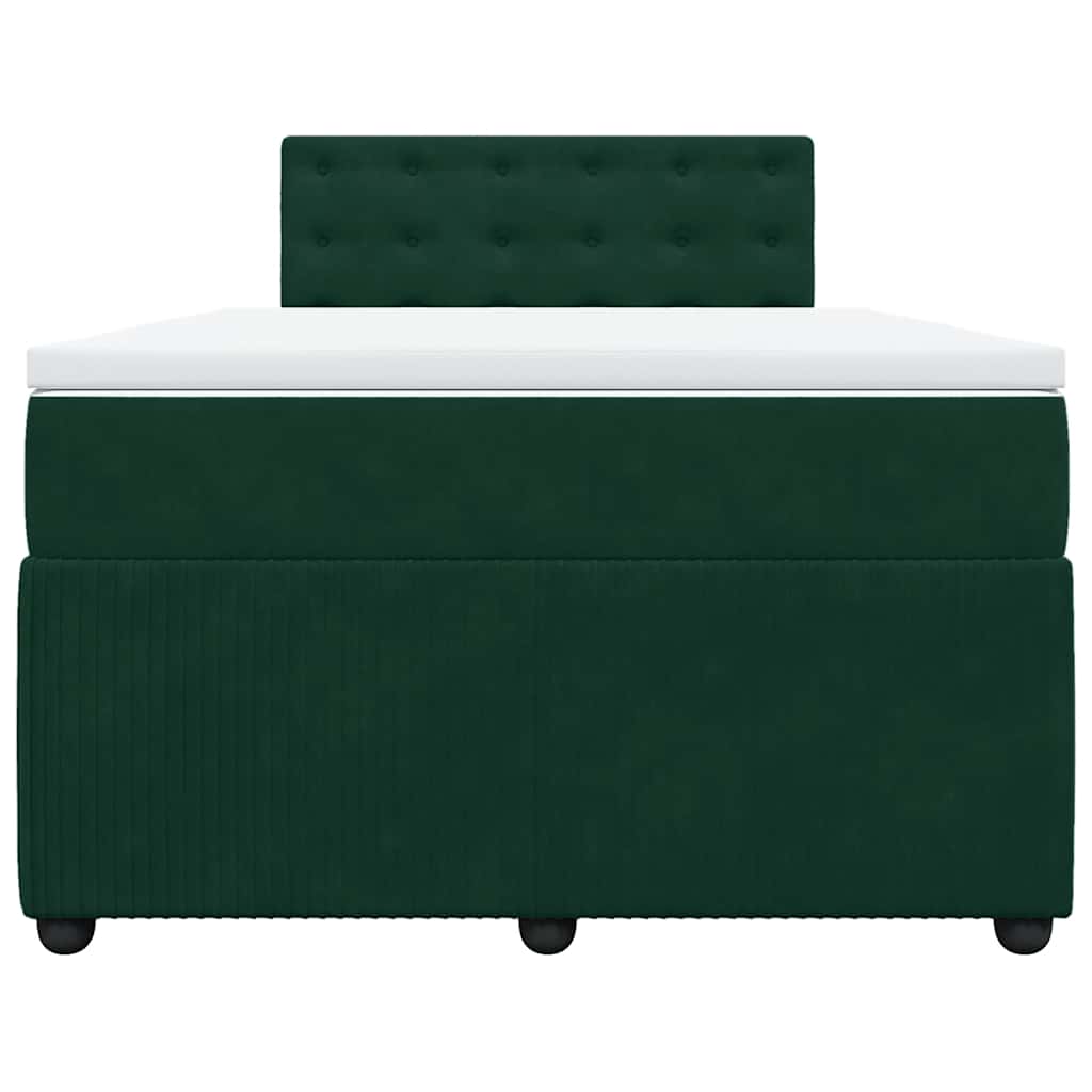 vidaXL Κρεβάτι Boxspring με Στρώμα Σκούρο Πράσινο 120x190εκ. Βελούδινο