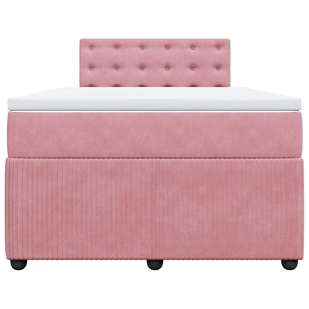 vidaXL Κρεβάτι Boxspring με Στρώμα Ροζ 120x190 εκ. Βελούδινο