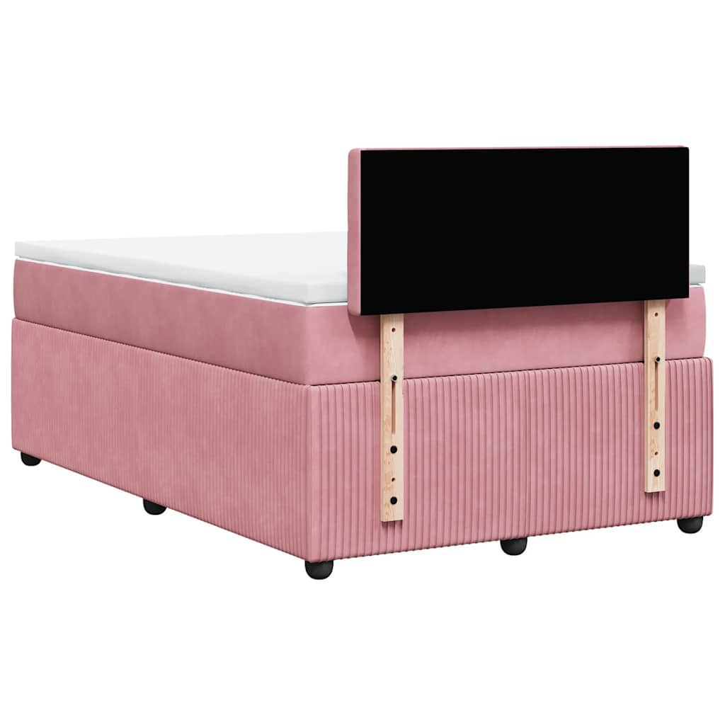 vidaXL Κρεβάτι Boxspring με Στρώμα Ροζ 120x190 εκ. Βελούδινο