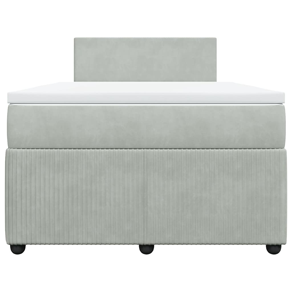vidaXL Κρεβάτι Boxspring με Στρώμα Ανοιχτό Γκρι 120x200 εκ. Βελούδινο