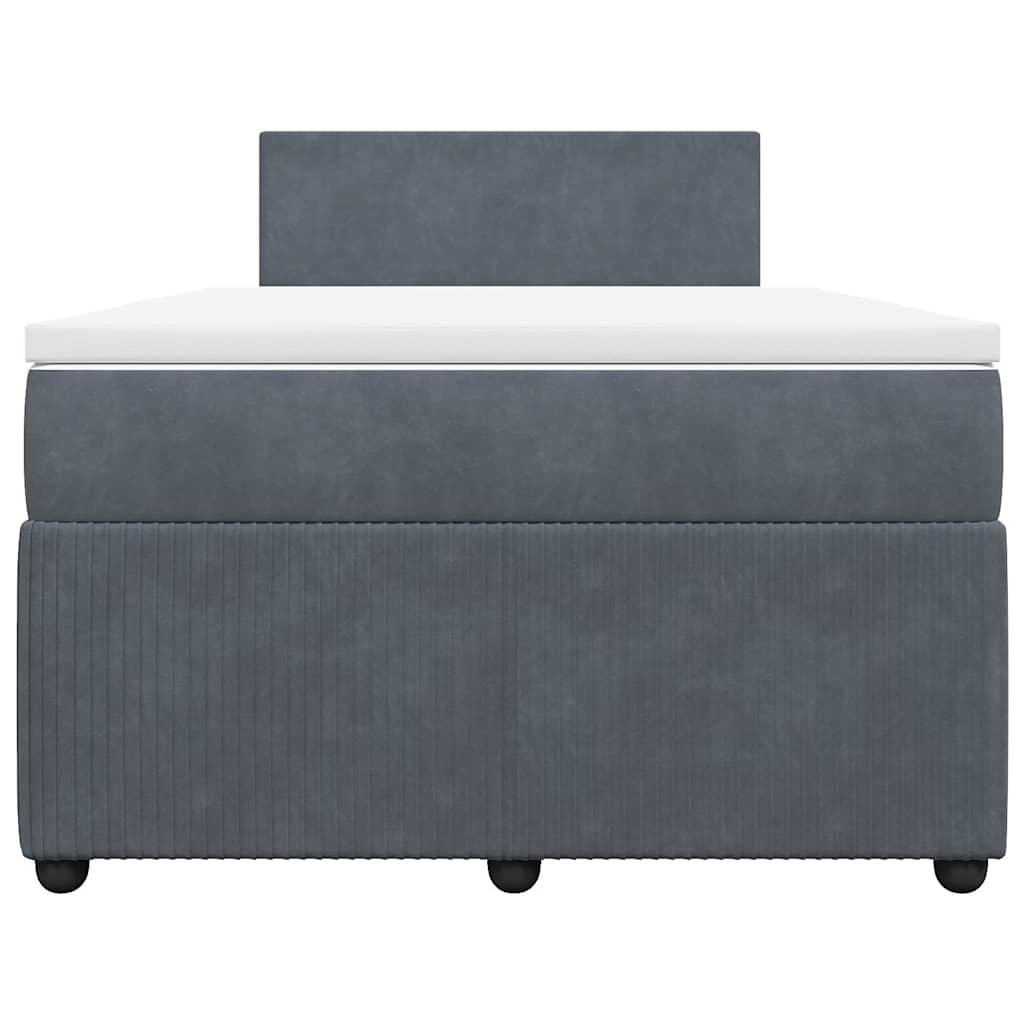 vidaXL Κρεβάτι Boxspring με Στρώμα Σκούρο Γκρι 120x200 εκ. Βελούδινο