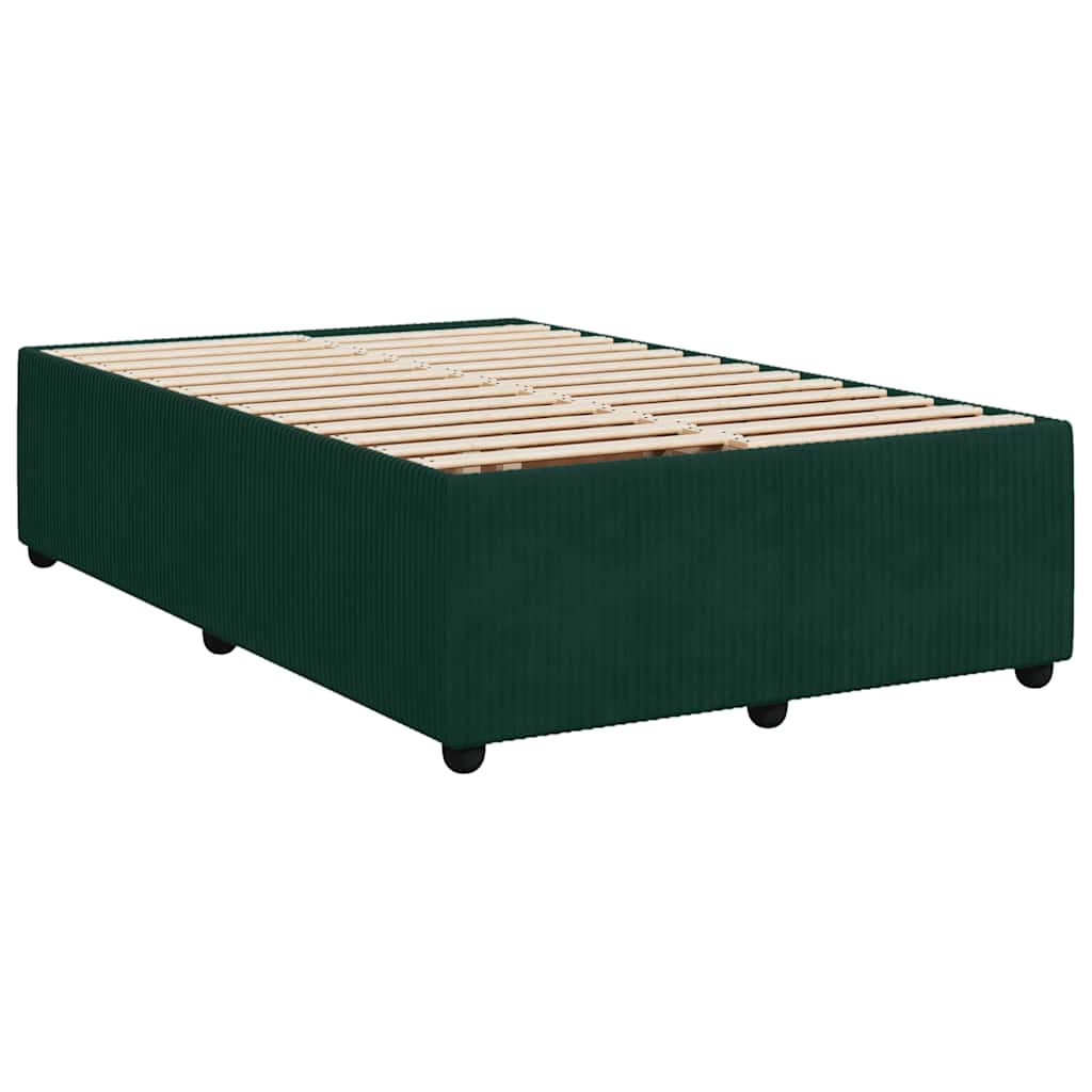 vidaXL Κρεβάτι Boxspring με Στρώμα Σκούρο Πράσινο 120x200εκ. Βελούδινο