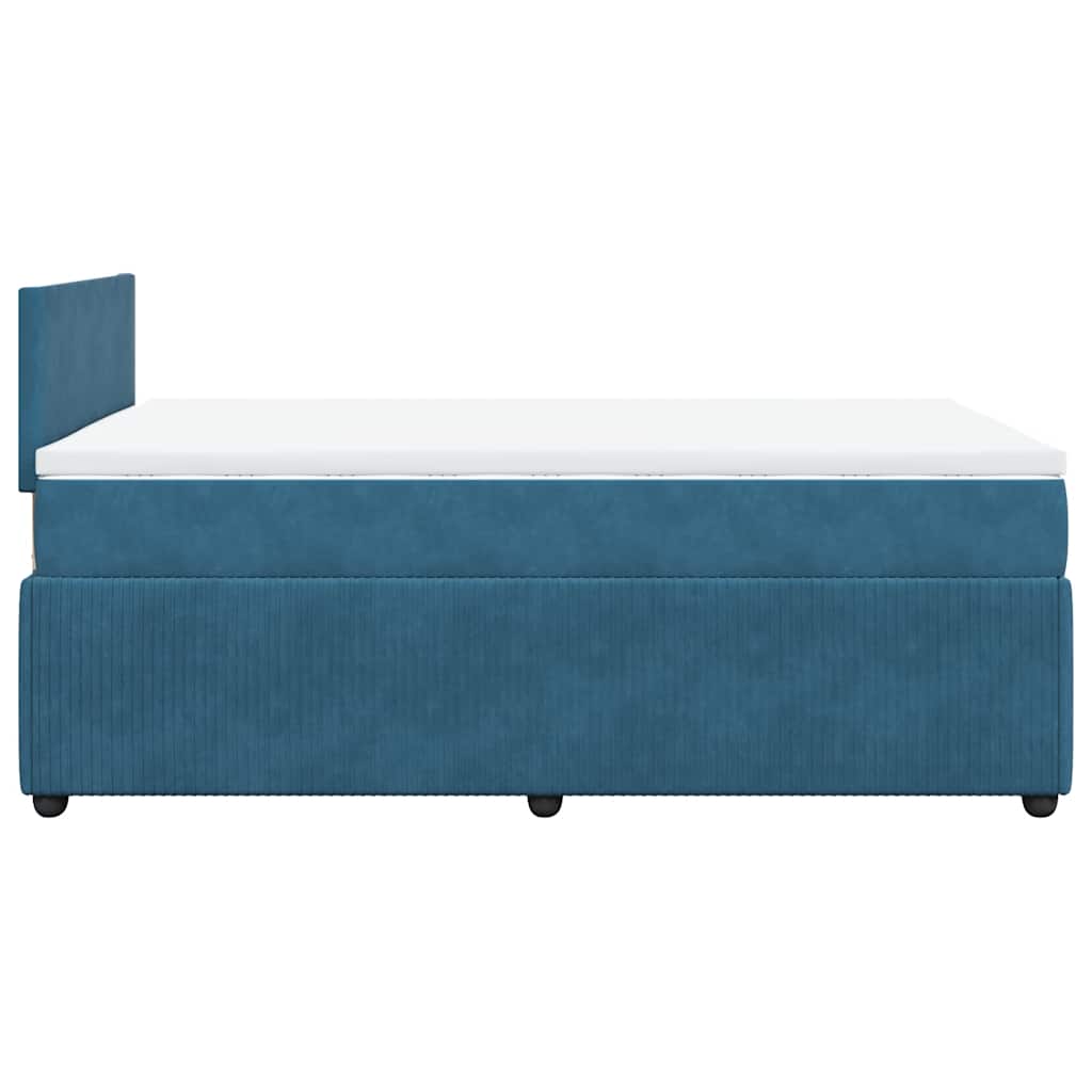 vidaXL Κρεβάτι Boxspring με Στρώμα Μπλε 120x200 εκ. Βελούδινο