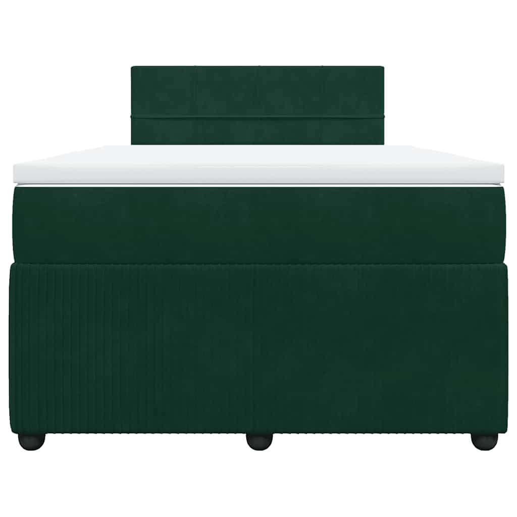 vidaXL Κρεβάτι Boxspring με Στρώμα Σκούρο Πράσινο 120x200εκ. Βελούδινο