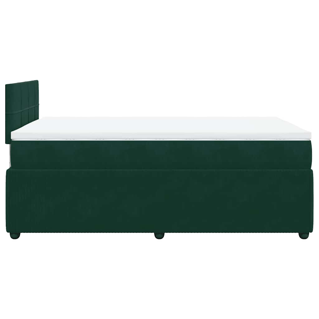 vidaXL Κρεβάτι Boxspring με Στρώμα Σκούρο Πράσινο 120x200εκ. Βελούδινο