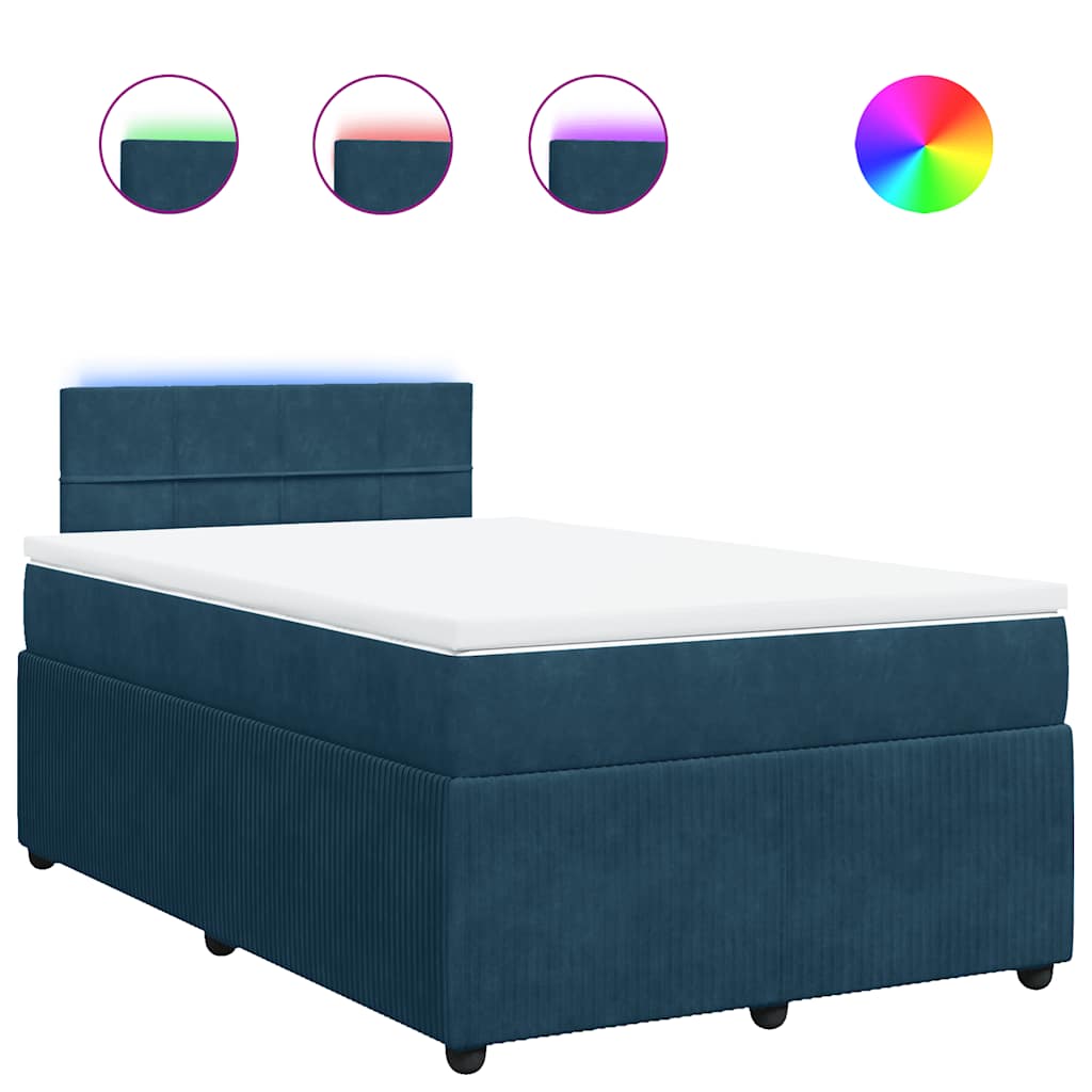 vidaXL Κρεβάτι Boxspring με Στρώμα Μπλε 120x200 εκ. Βελούδινο