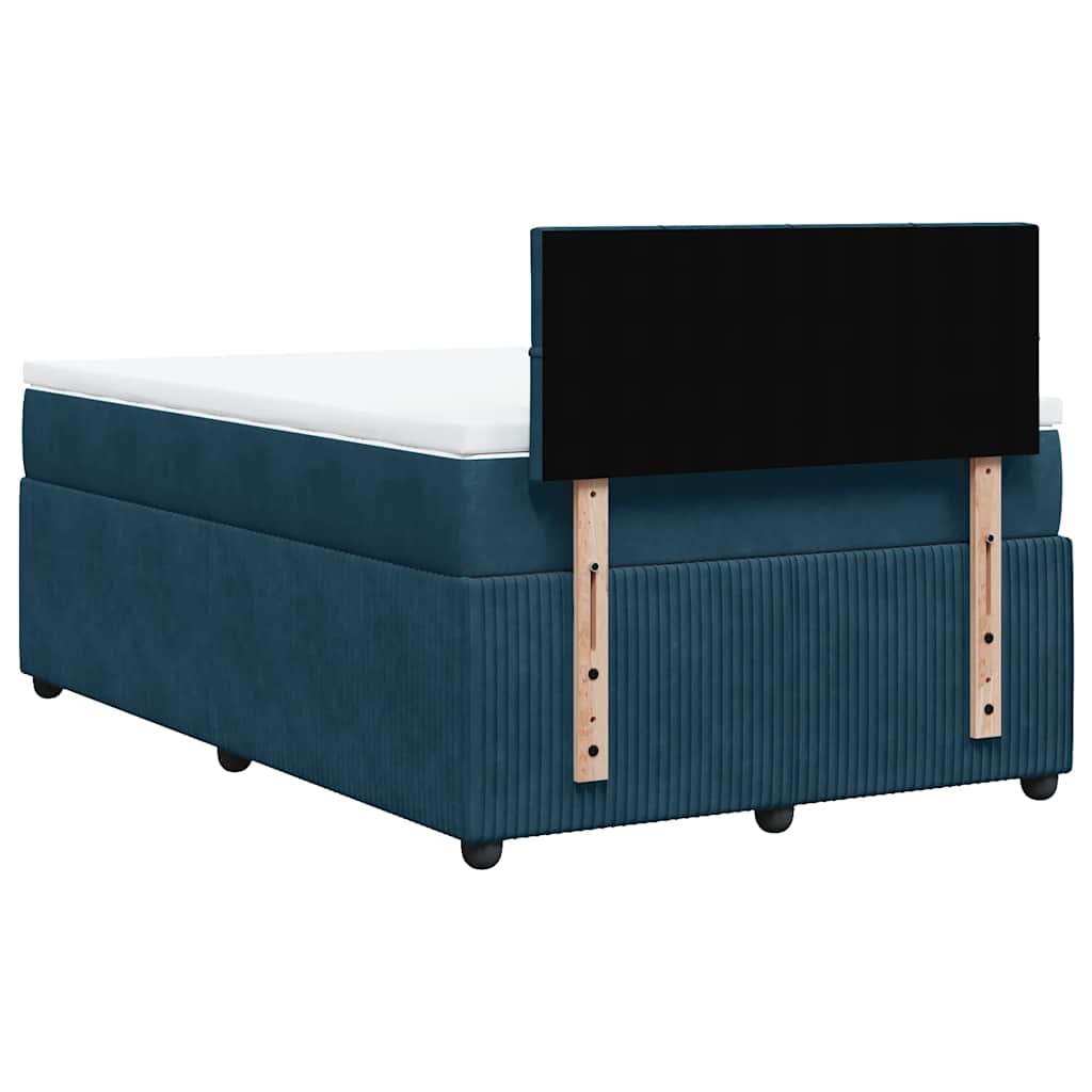 vidaXL Κρεβάτι Boxspring με Στρώμα Μπλε 120x200 εκ. Βελούδινο