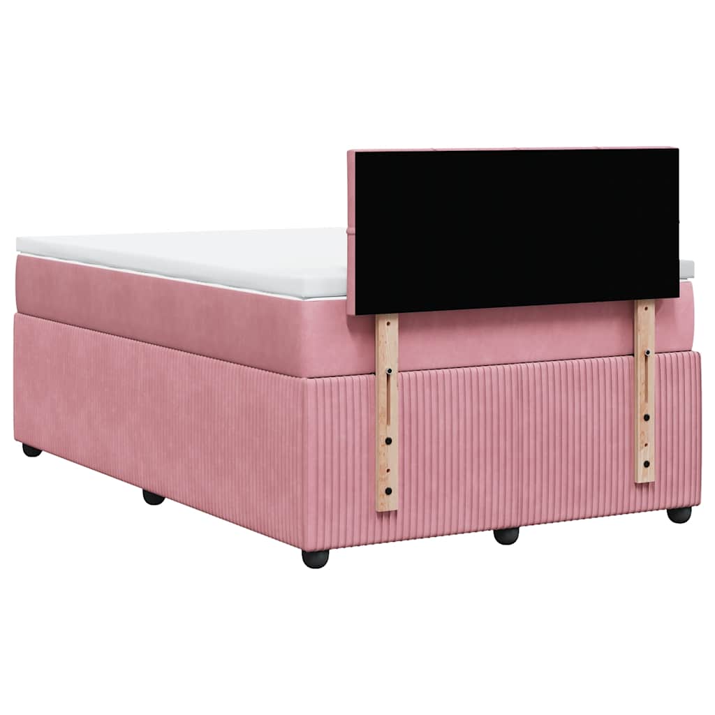 vidaXL Κρεβάτι Boxspring με Στρώμα Ροζ 120x200 εκ. Βελούδινο