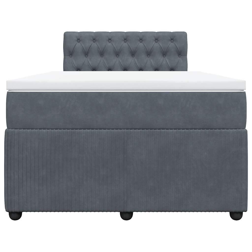 vidaXL Κρεβάτι Boxspring με Στρώμα Σκούρο Γκρι 120x200 εκ. Βελούδινο