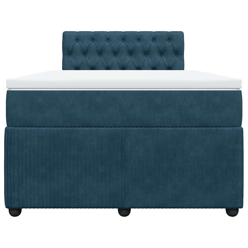 vidaXL Κρεβάτι Boxspring με Στρώμα Μπλε 120x200 εκ. Βελούδινο