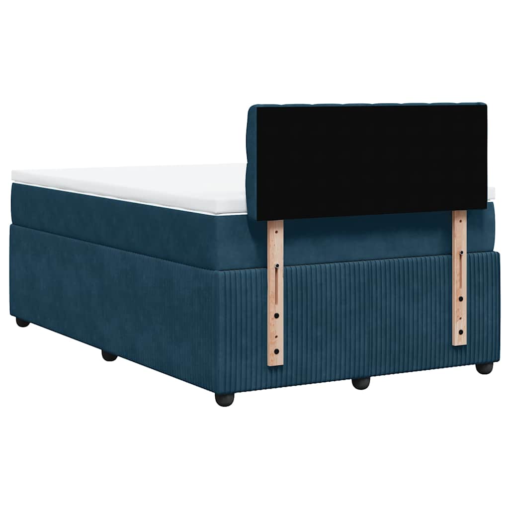 vidaXL Κρεβάτι Boxspring με Στρώμα Μπλε 120x200 εκ. Βελούδινο