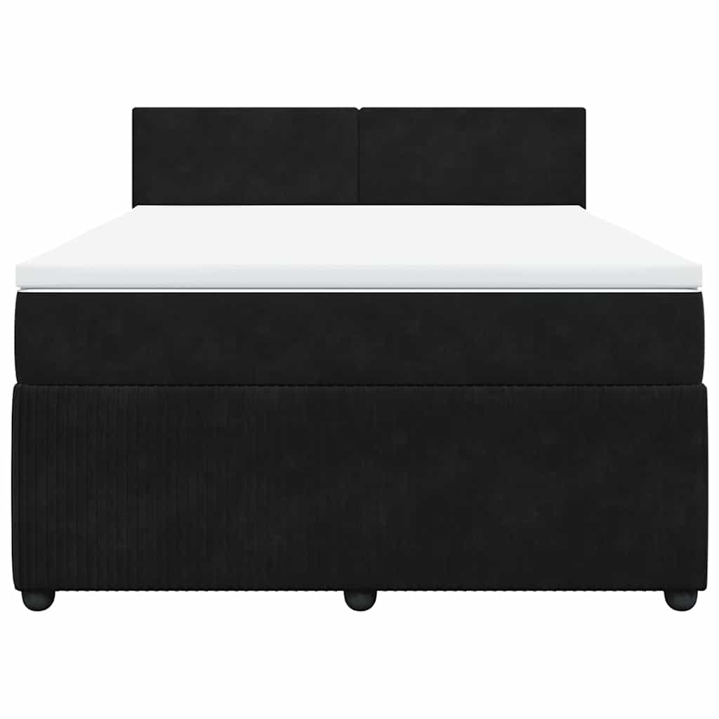 vidaXL Κρεβάτι Boxspring με Στρώμα Μαύρο 140x190 εκ. Βελούδινο