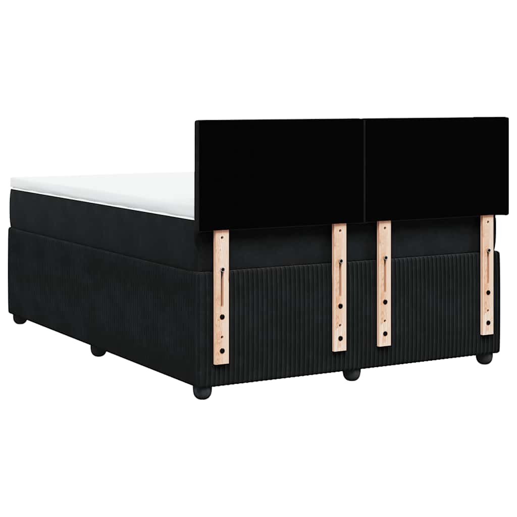 vidaXL Κρεβάτι Boxspring με Στρώμα Μαύρο 140x190 εκ. Βελούδινο