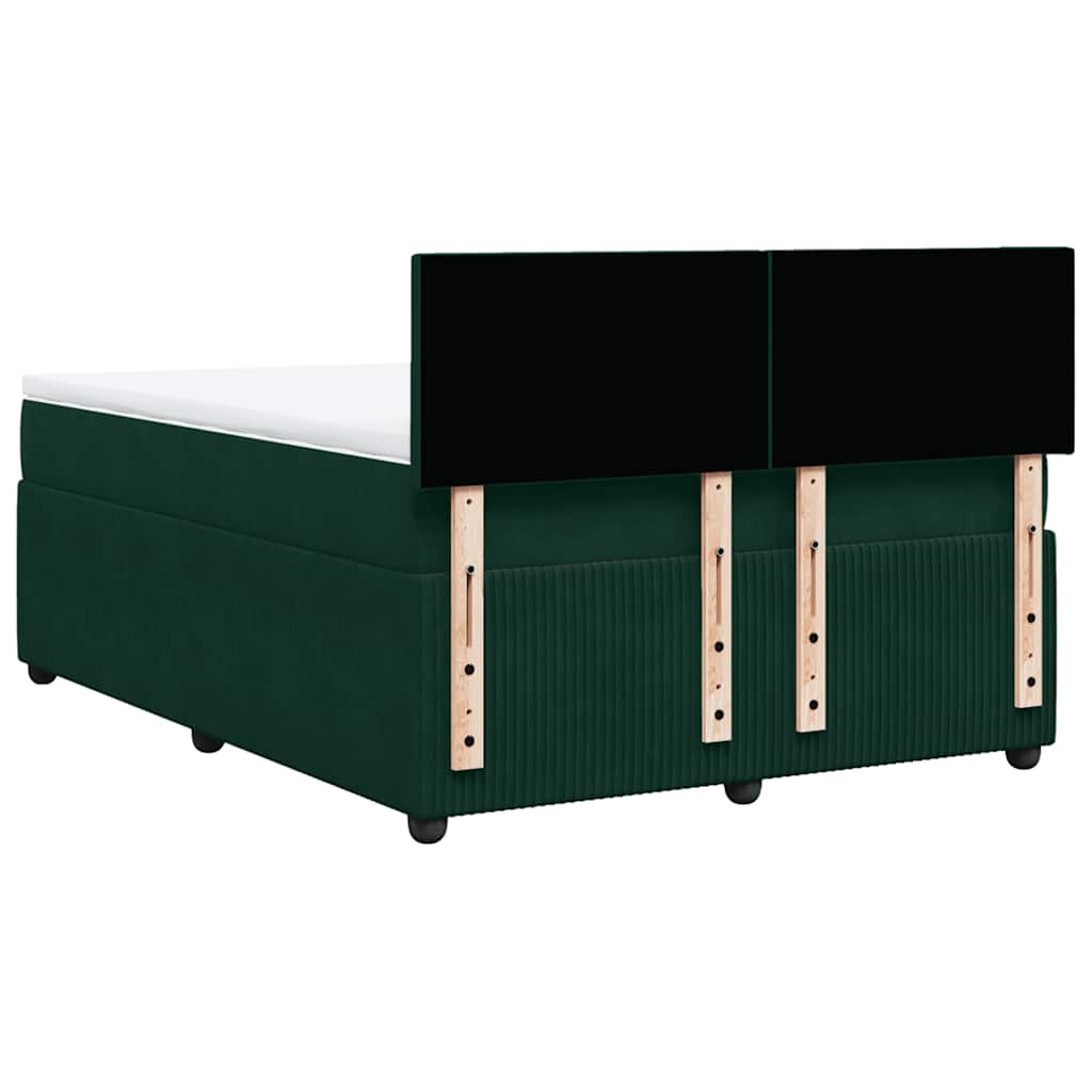 vidaXL Κρεβάτι Boxspring με Στρώμα Σκούρο Πράσινο 140x190εκ. Βελούδινο