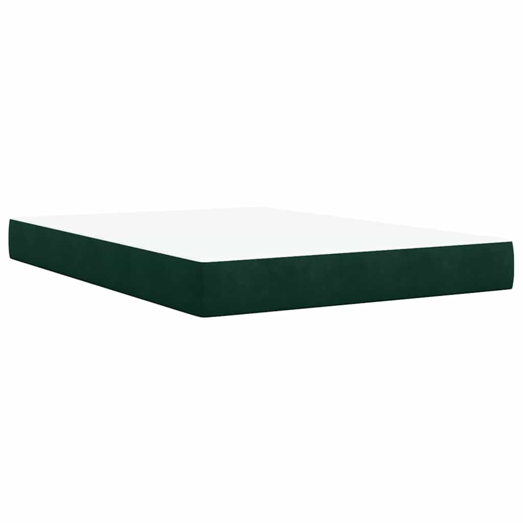 vidaXL Κρεβάτι Boxspring με Στρώμα Σκούρο Πράσινο 140x190εκ. Βελούδινο