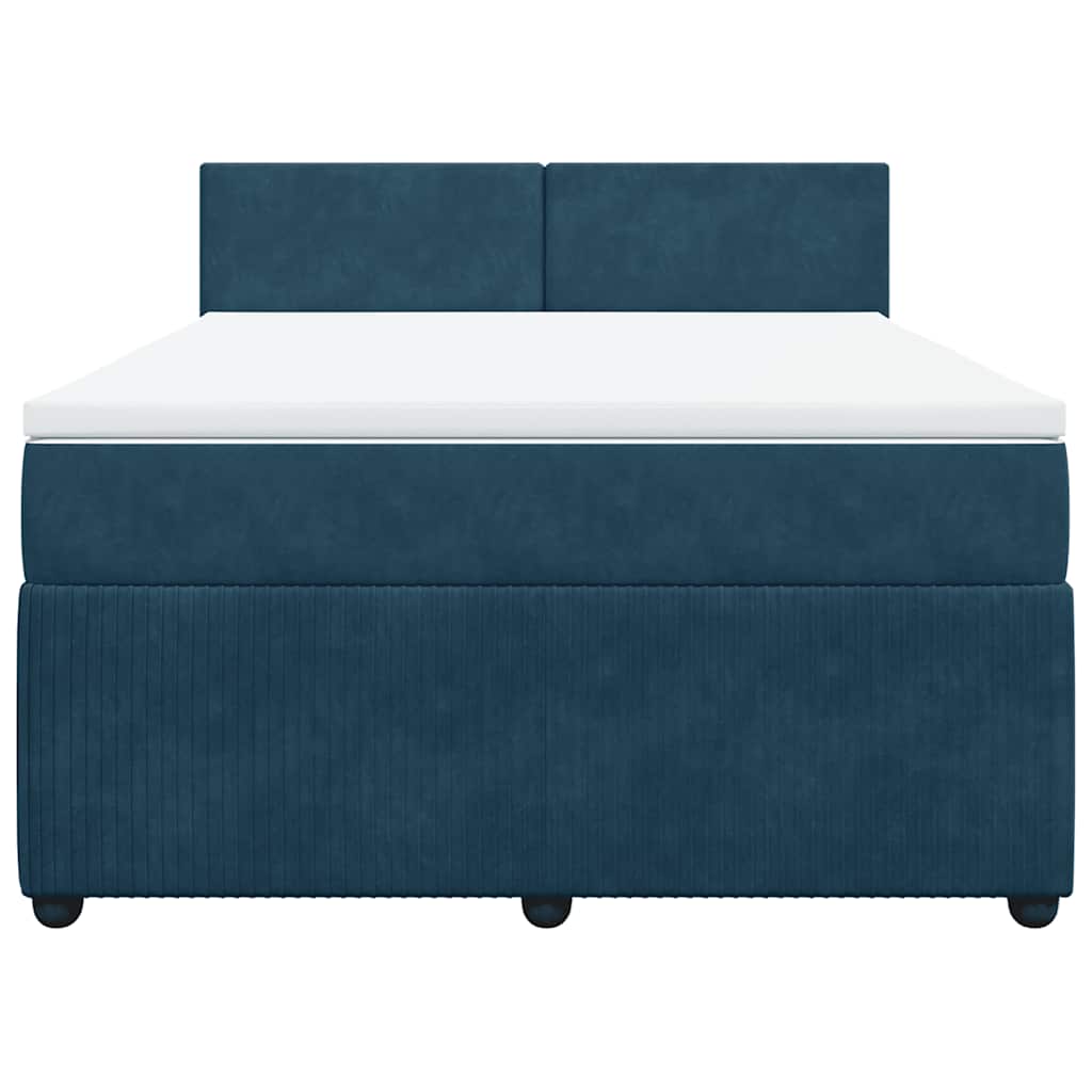 vidaXL Κρεβάτι Boxspring με Στρώμα Μπλε 140x190 εκ. Βελούδινο